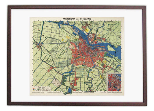 Oude kaart Amsterdam en omgeving