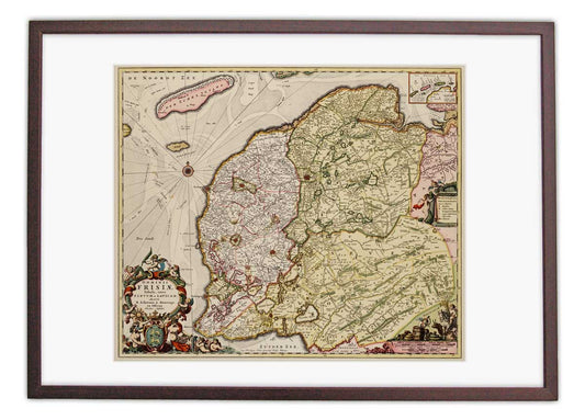 Oude kaart Friesland door Schotanus