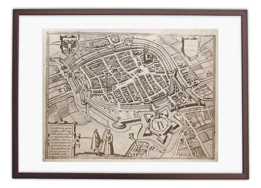 Oude kaart Groningen - Groninga in 1580