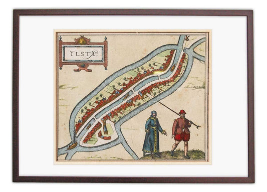 Oude kaart IJlst - Braun en Hogenberg