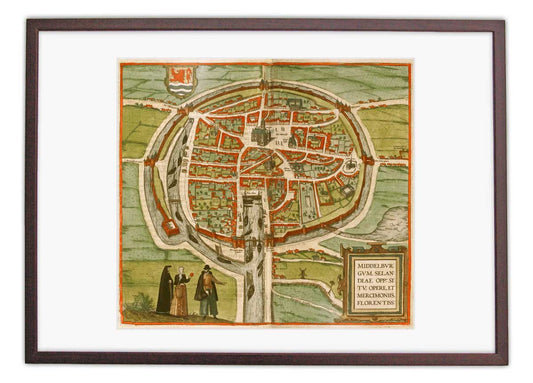 Oude kaart Middelburg - Middelburgum in 1580