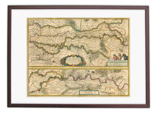 Oude kaart Rijn en Maas - Blaeu
