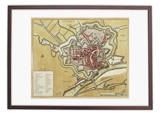 Zutphen - de vesting in 1698 - oude kaart