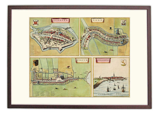 Sloten, Workum, IJlst en Hindelopen - oude kaart Atlas De Wit