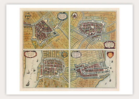 Woerden, Schoonhoven, Oudewater en Delfshaven - oude kaart Atlas De Wit