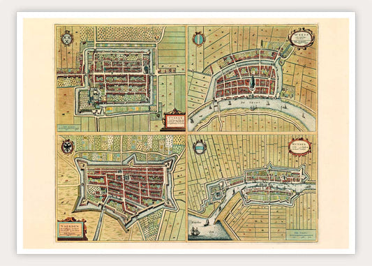 Weesp, Naarden, Muiden, Vianen - oude kaart De Wit