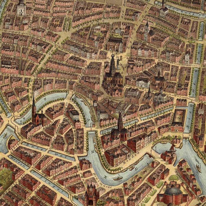 Haarlem in vogelvlucht - oude kaart