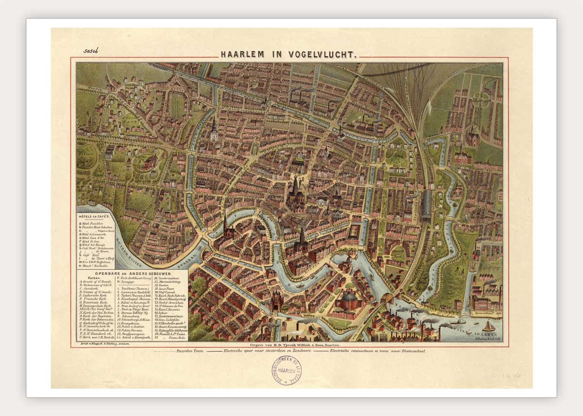 Haarlem in vogelvlucht - oude kaart