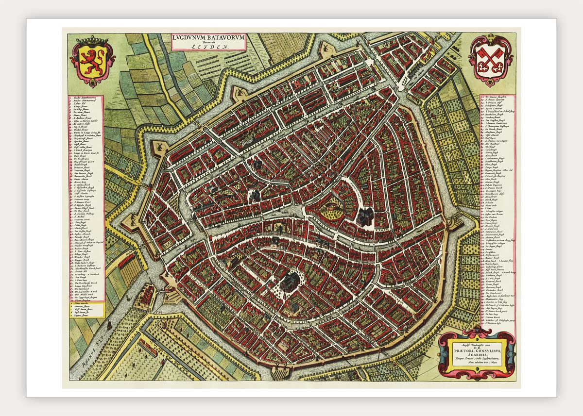 Leiden - oude kaart van Blaeu