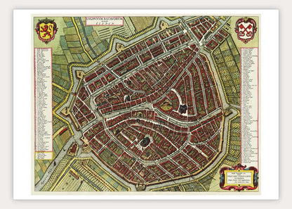 Leiden - oude kaart van Blaeu