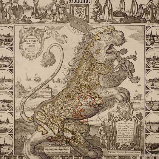 Nederland - Oude kaart Leo Hollandicus