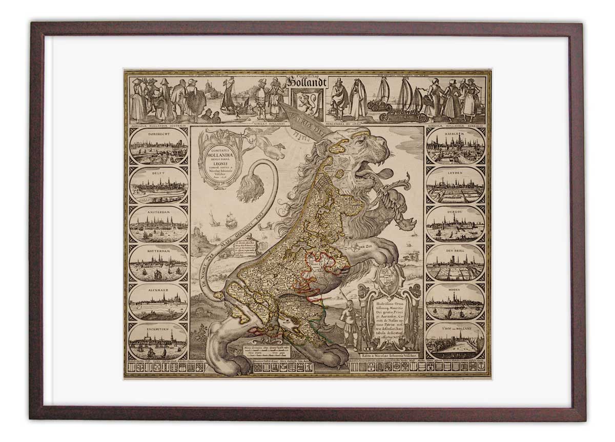 Nederland - Oude kaart Leo Hollandicus