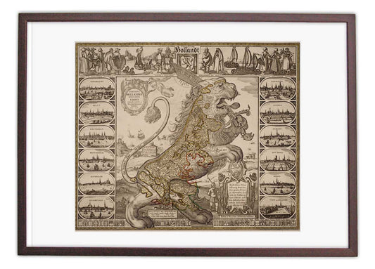 Nederland - Oude kaart Leo Hollandicus