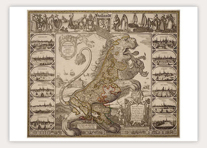 Nederland - Oude kaart Leo Hollandicus