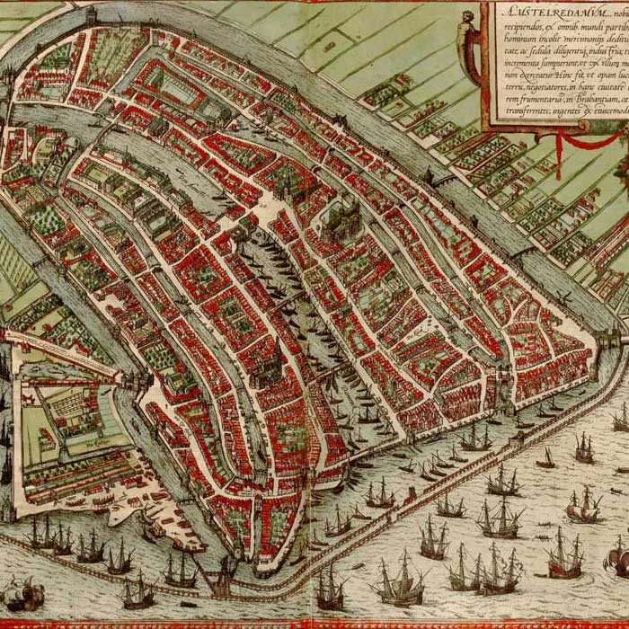 Oude kaart Amsterdam - Amstelredamum in 1580