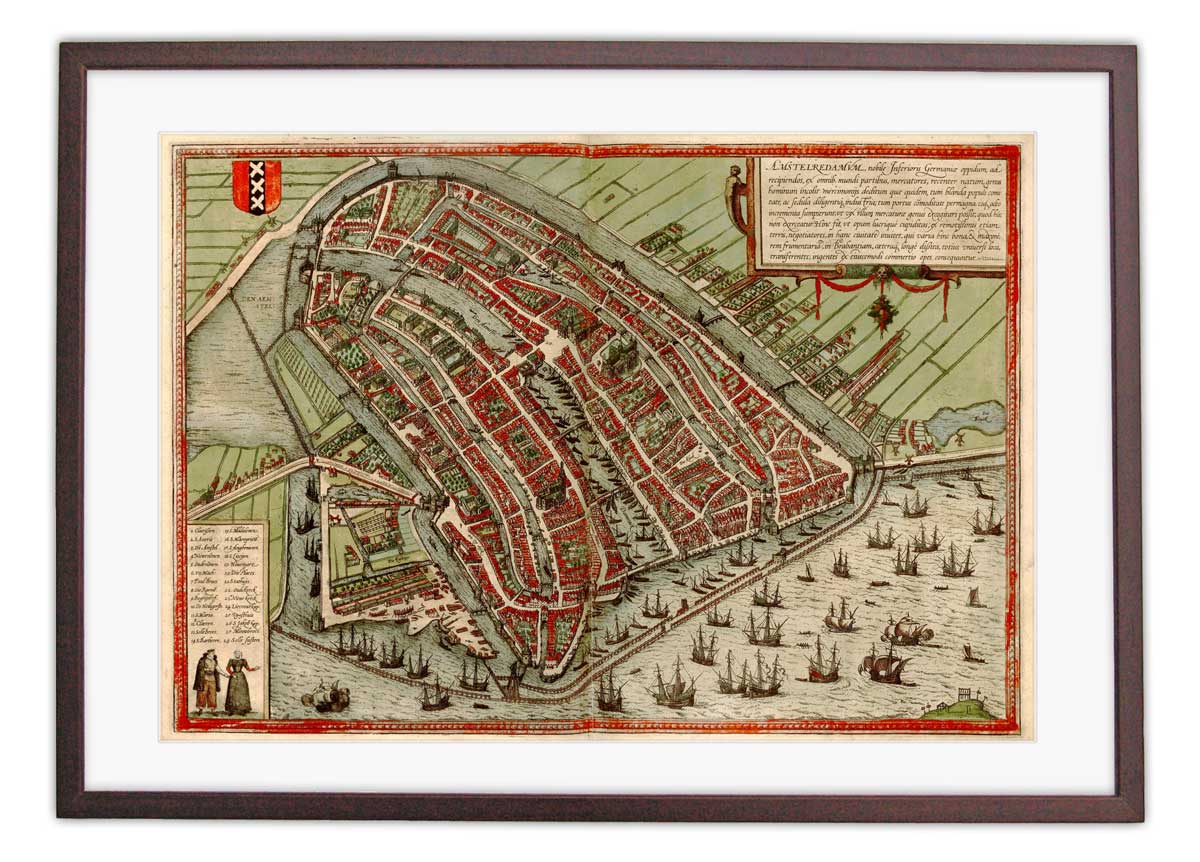 Oude kaart Amsterdam - Amstelredamum in 1580