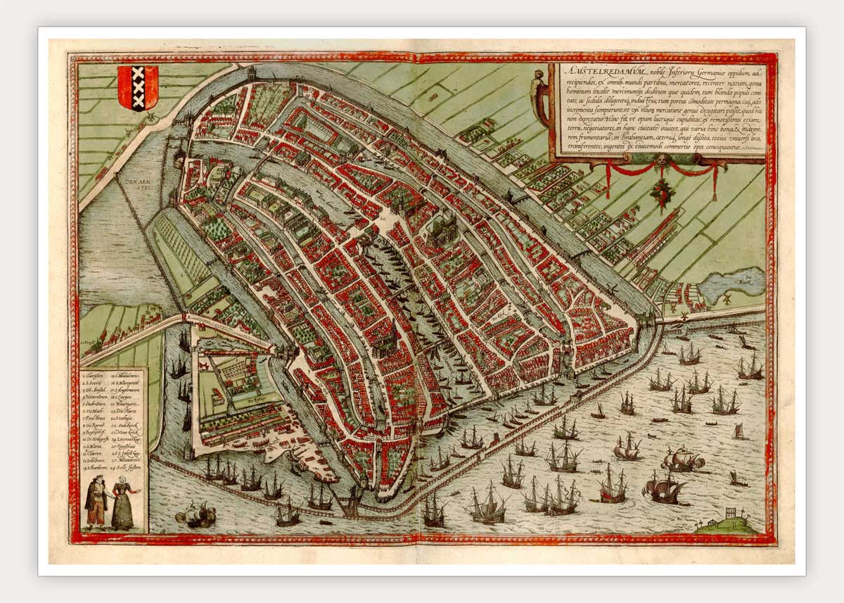 Oude kaart Amsterdam - Amstelredamum in 1580