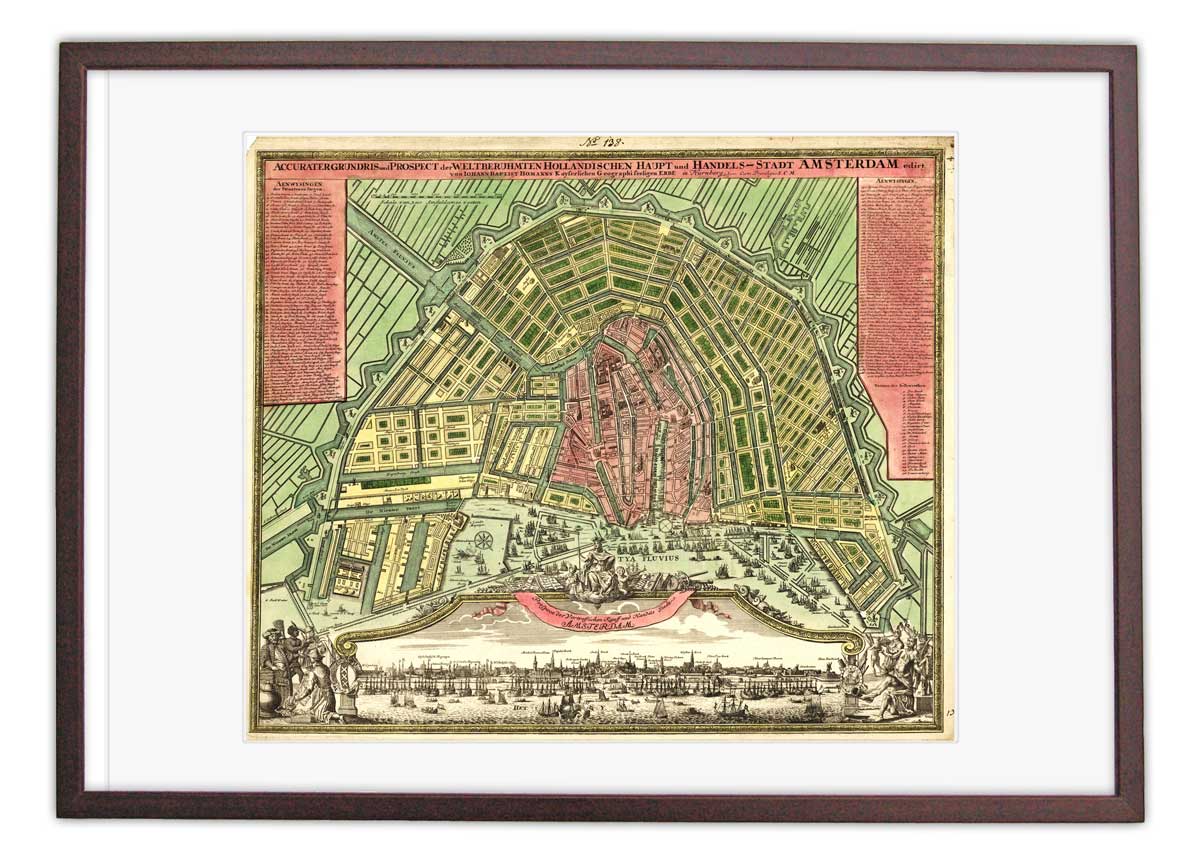 Oude kaart Amsterdam - Handelsstad Amsterdam in 1727