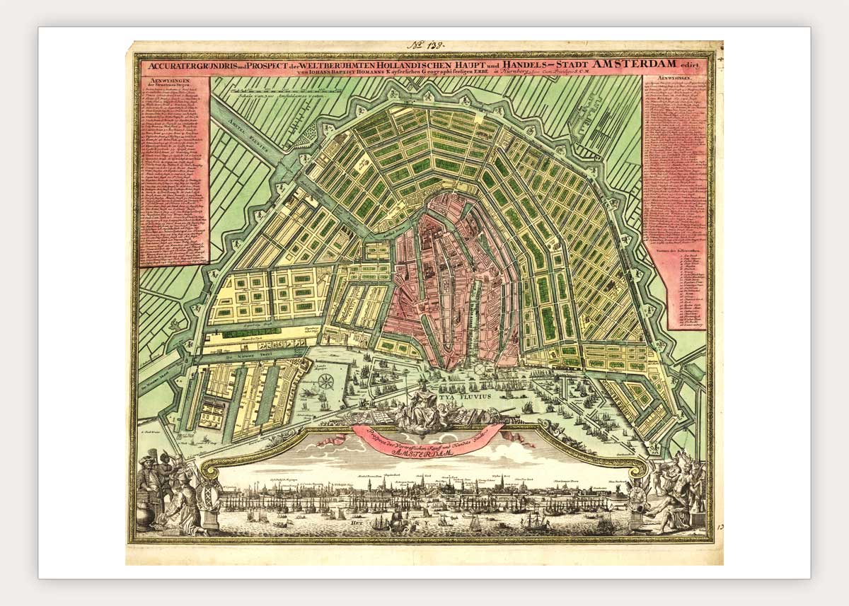 Oude kaart Amsterdam - Handelsstad Amsterdam in 1727