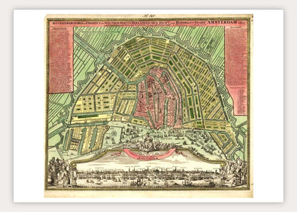 Oude kaart Amsterdam - Handelsstad Amsterdam in 1727