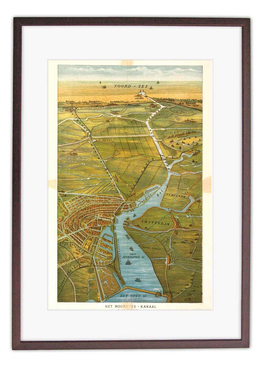 Oude kaart Amsterdam aan het Noordzeekanaal