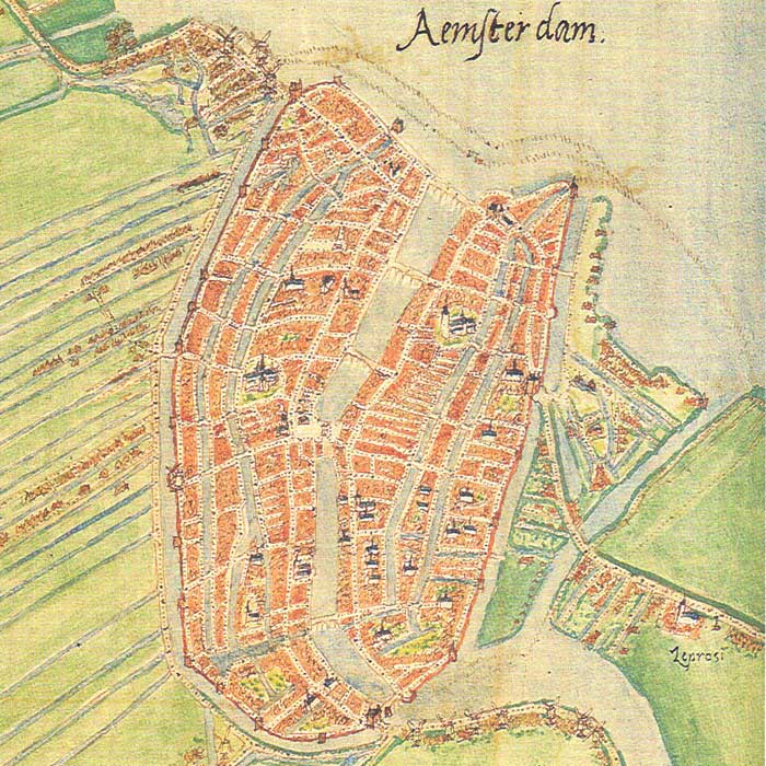 Oude kaart Amsterdam - door Jacob van Deventer