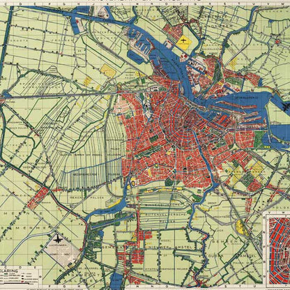 Oude kaart Amsterdam en omgeving