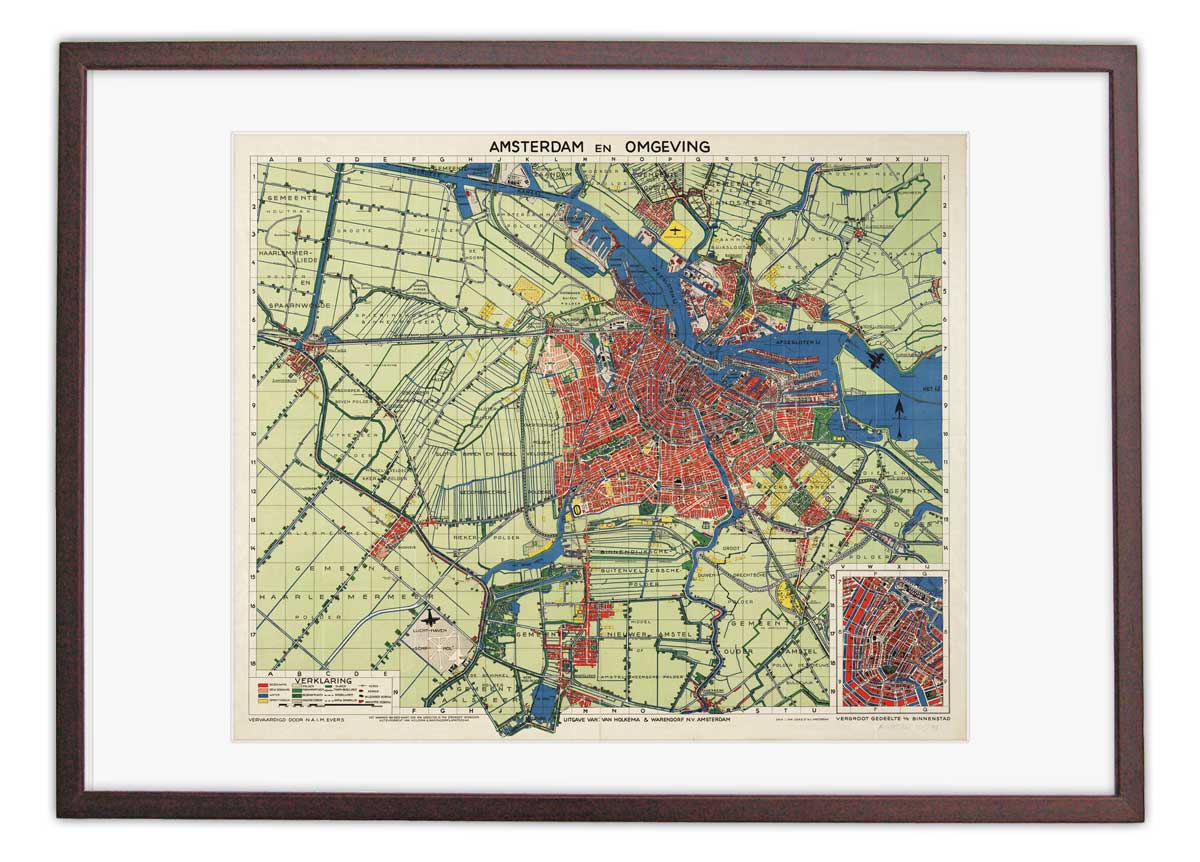 Oude kaart Amsterdam en omgeving