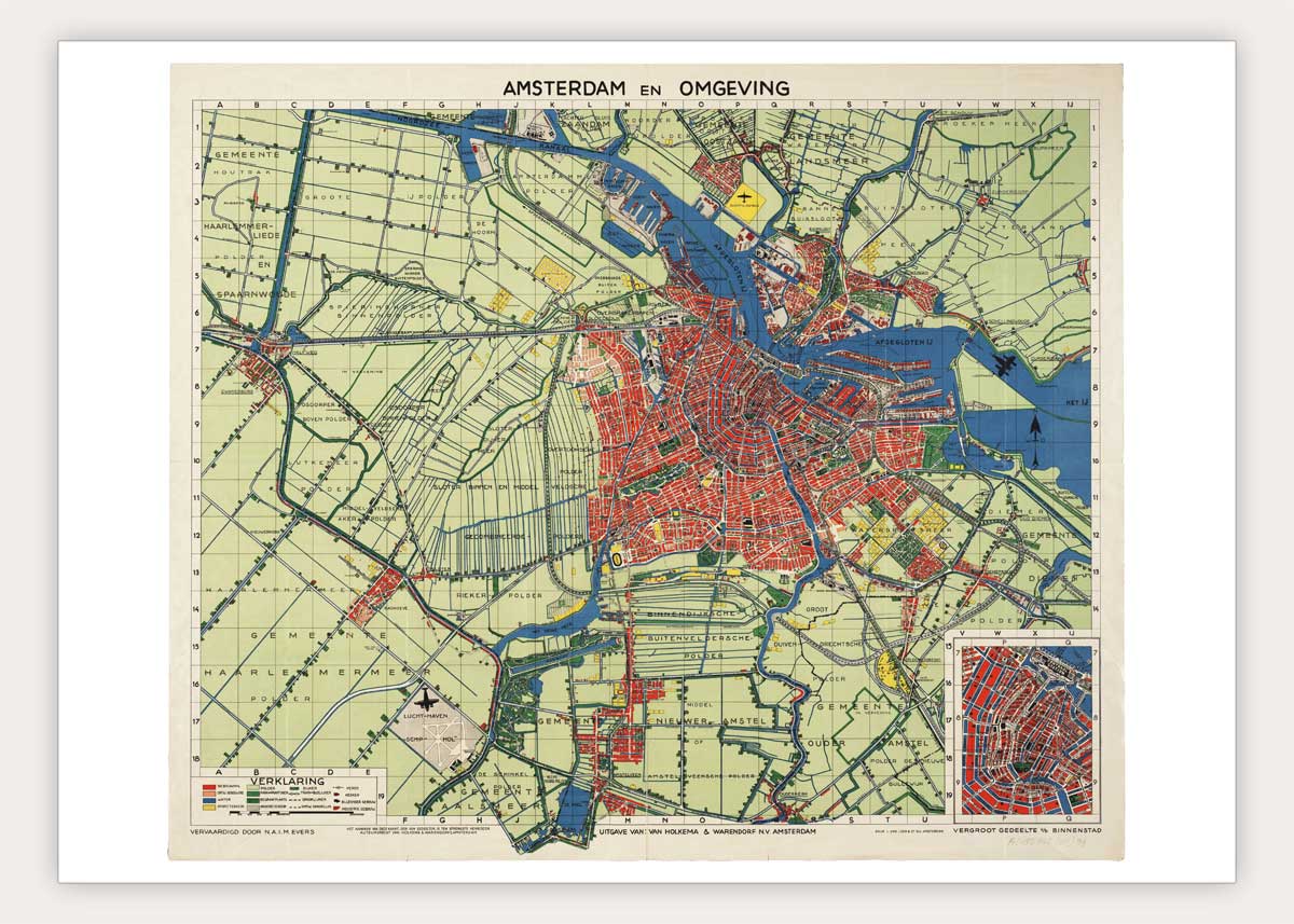 Oude kaart Amsterdam en omgeving