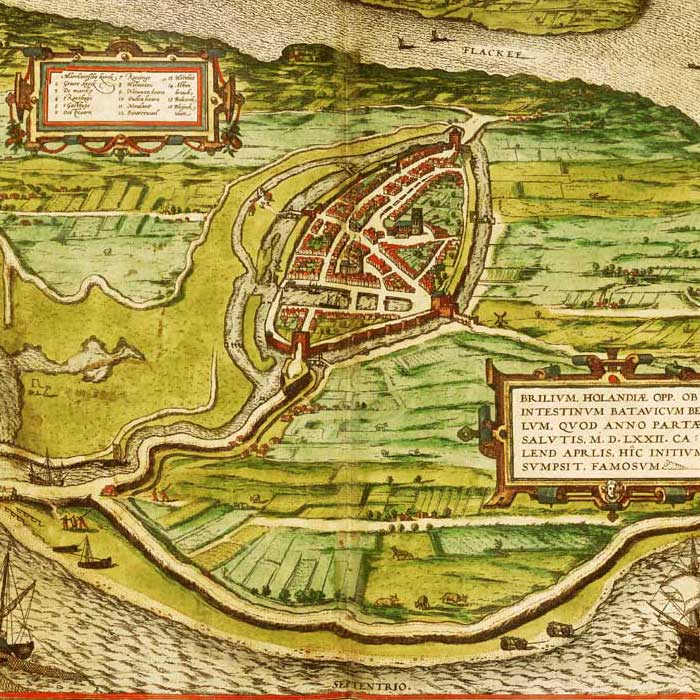 Oude kaart Brielle - Brilium in 1580