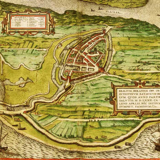 Oude kaart Brielle - Brilium in 1580