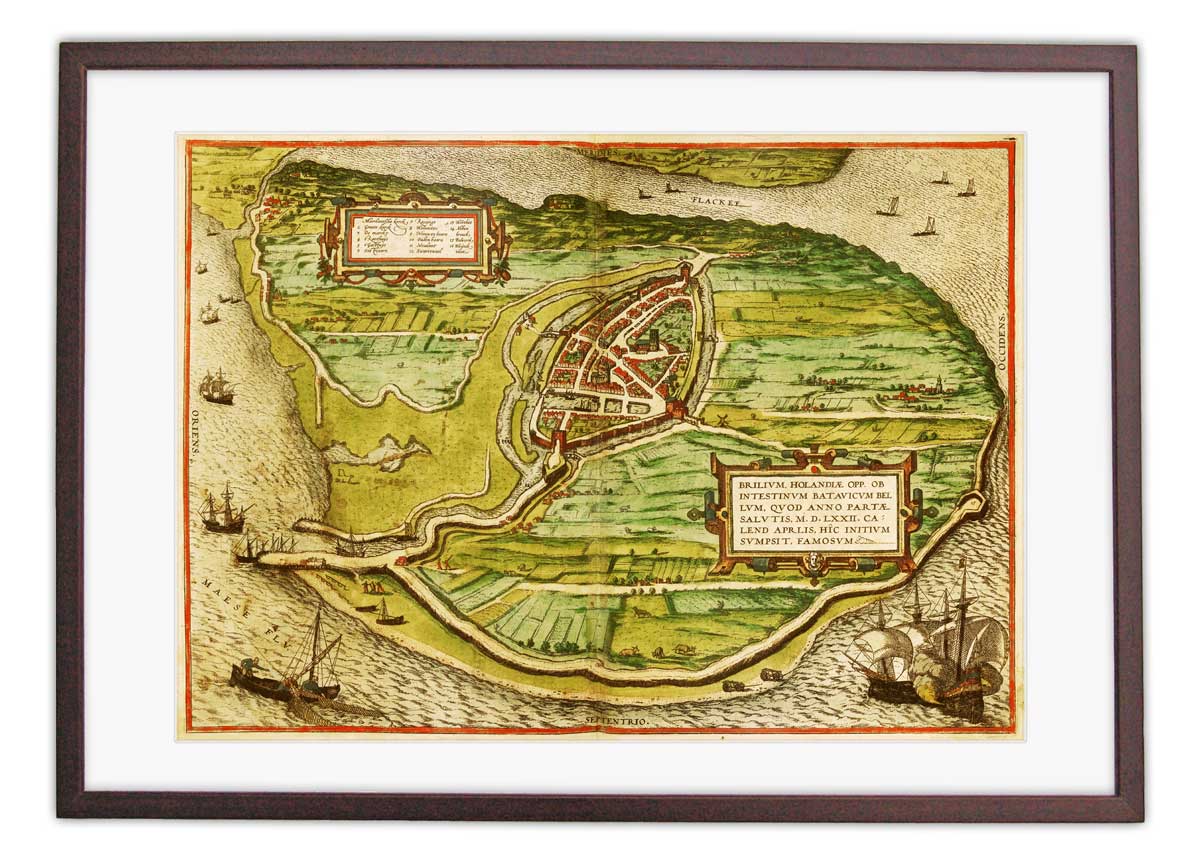 Oude kaart Brielle - Brilium in 1580