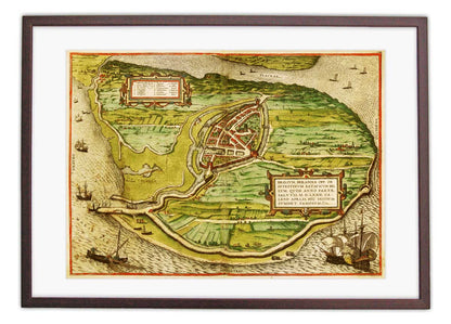 Oude kaart Brielle - Brilium in 1580