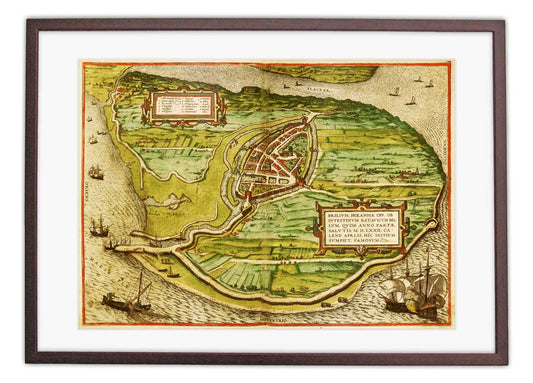 Oude kaart Brielle - Brilium in 1580