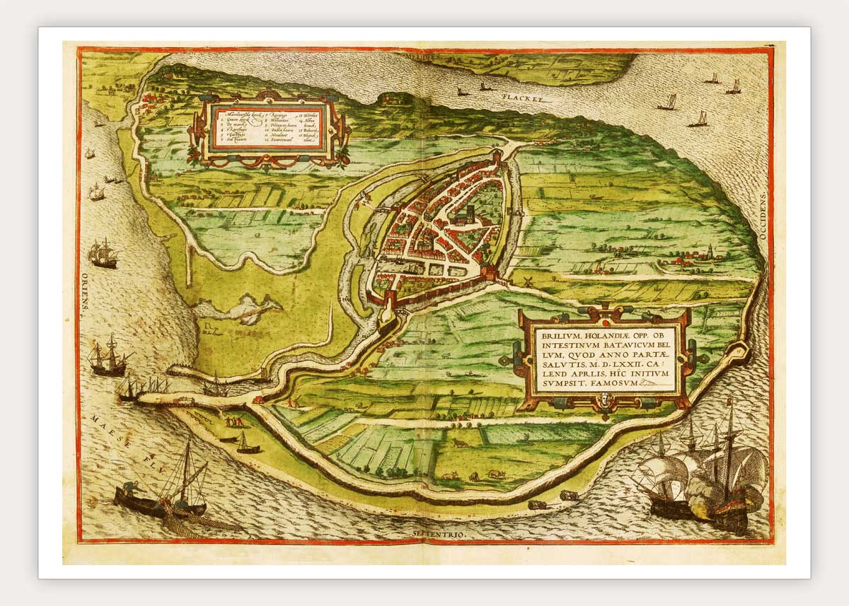 Oude kaart Brielle - Brilium in 1580