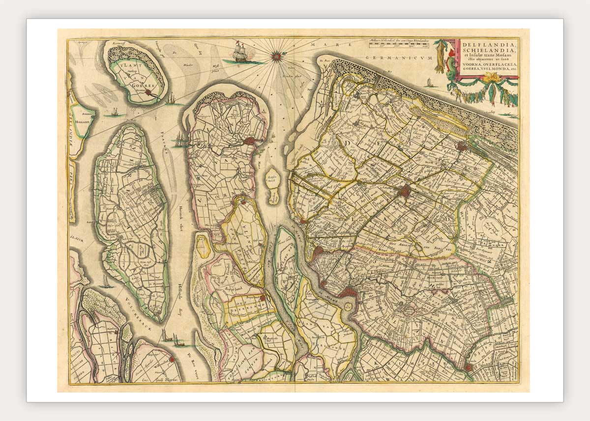 Oude kaart Delfland-Schieland - Blaeu