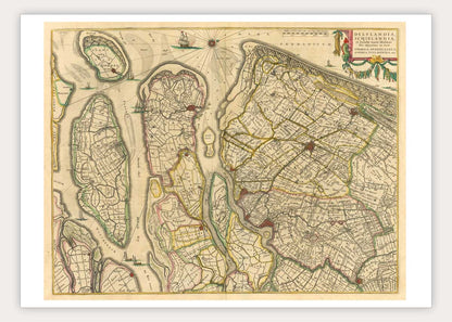 Oude kaart Delfland-Schieland - Blaeu