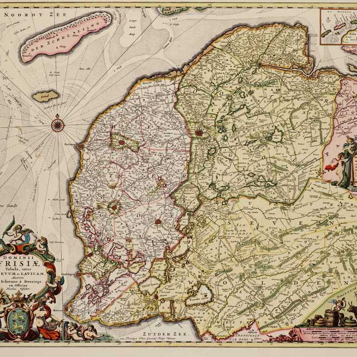 Oude kaart Friesland door Schotanus