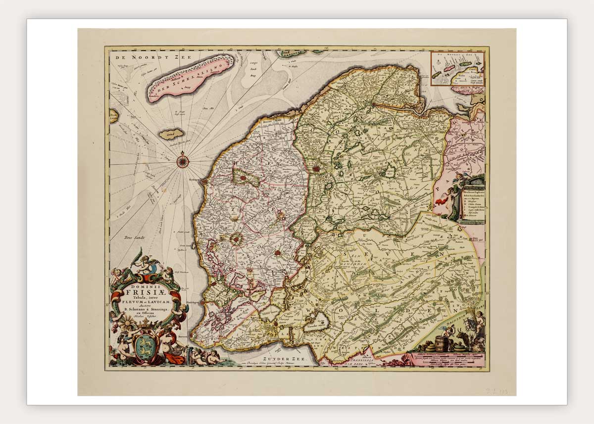 Oude kaart Friesland door Schotanus