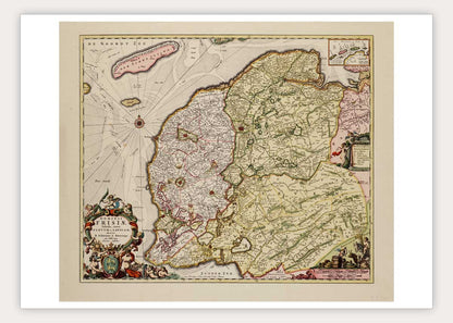 Oude kaart Friesland door Schotanus