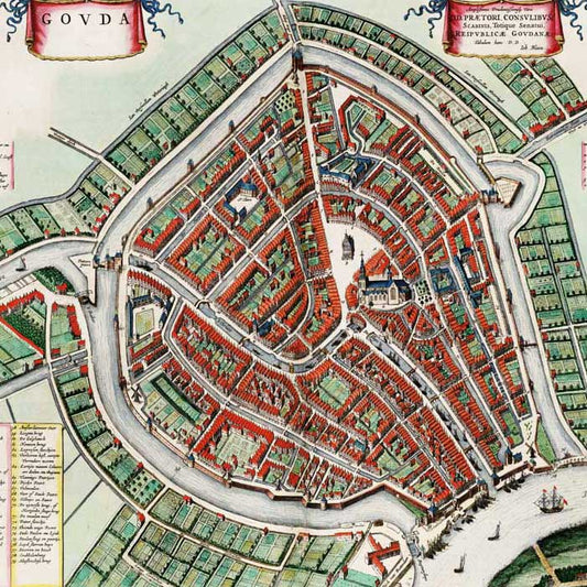 Oude kaart Gouda - Uit de Atlas van Loon