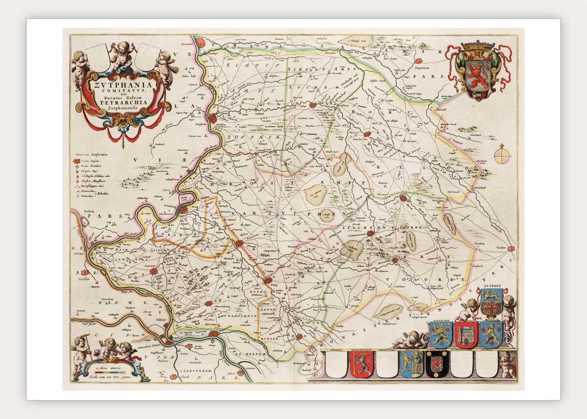Oude kaart Graafschap Zutphen