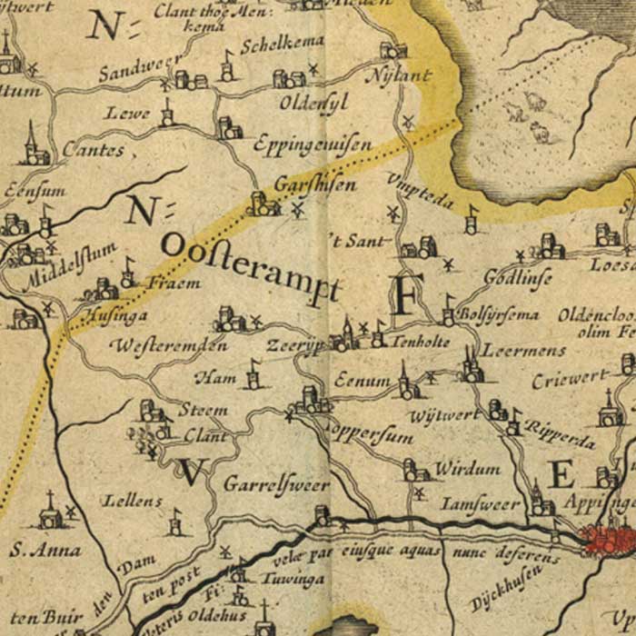 Oude kaart Groningen - Blaeu