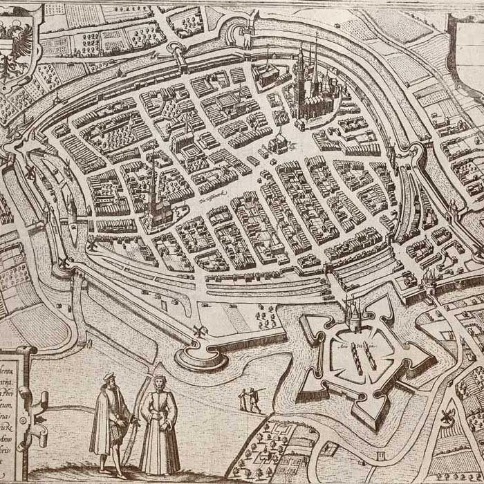 Oude kaart Groningen - Groninga in 1580
