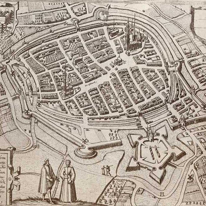 Oude kaart Groningen - Groninga in 1580