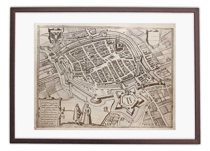 Oude kaart Groningen - Groninga in 1580