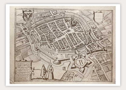 Oude kaart Groningen - Groninga in 1580