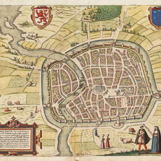 Oude kaart Haarlem - Harlemum in 1570