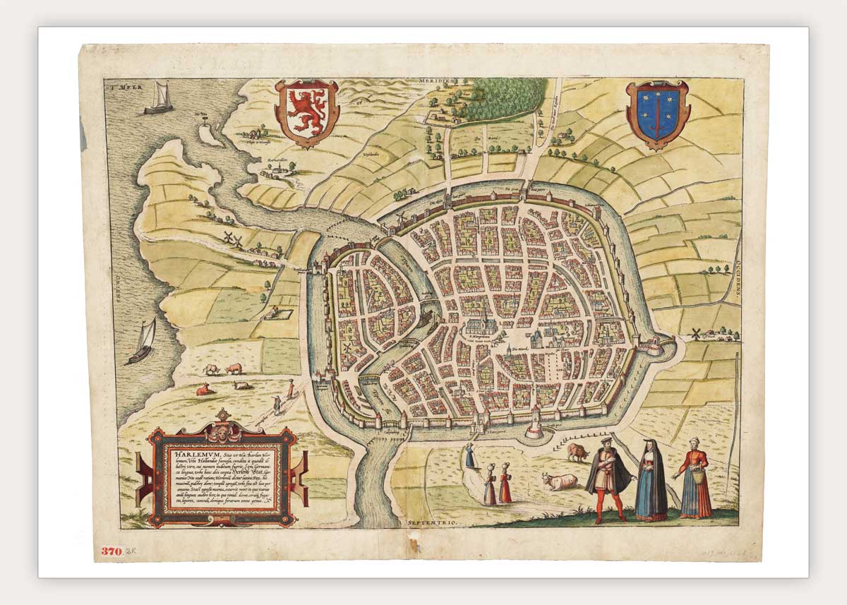 Oude kaart Haarlem - Harlemum in 1570