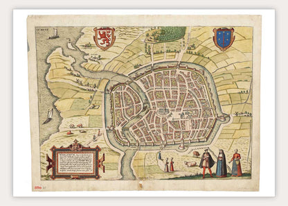 Oude kaart Haarlem - Harlemum in 1570